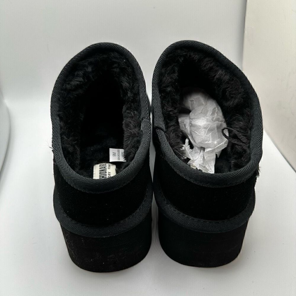 CUSHIONAIRE Women's Genuine Suede Cozy Mule Platform +Memory Foam 9 BLACK - Picture 4 of 7